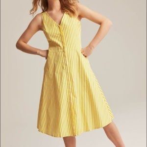Long Tall Sally dress yellow striped cotton a line size 12